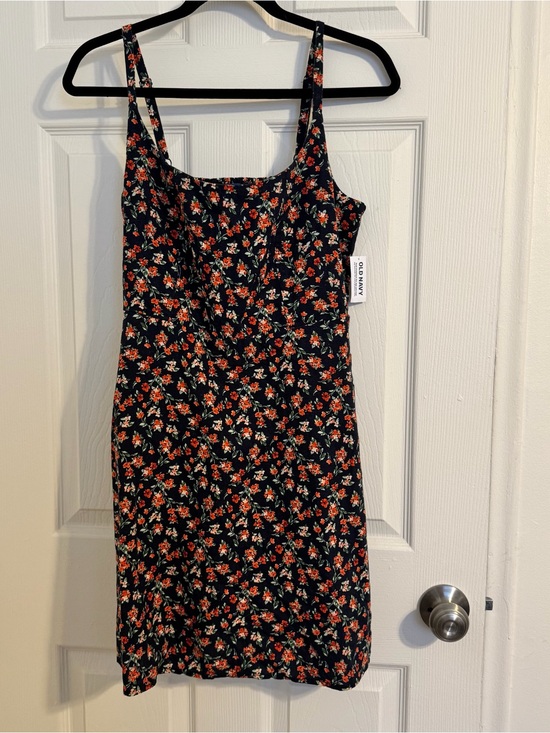 Old Navy Dresses & Skirts - NWT Old Navy Floral Mini Dress Size Medium Navy Orange Ditsy Print Summer